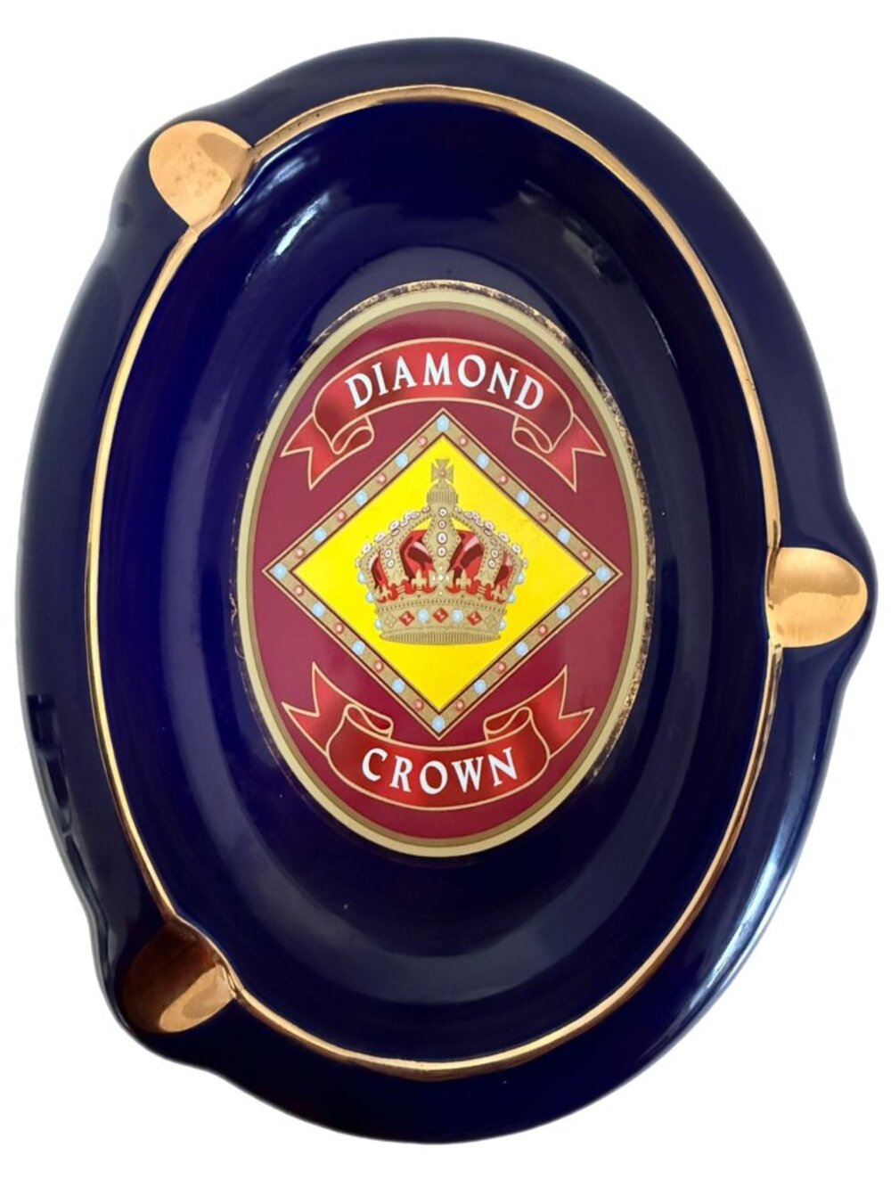 Diamond Crown Large Blue Ceramic Cigar Ashtray 12” x 9.5” x 2"